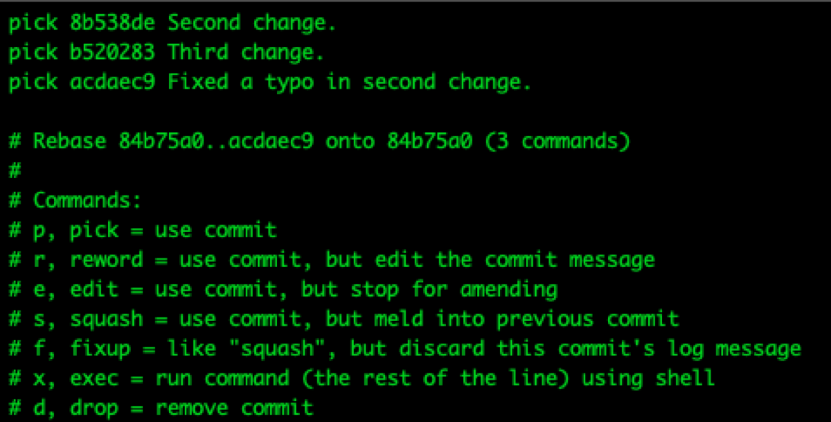 git rebase -i HEAD~3